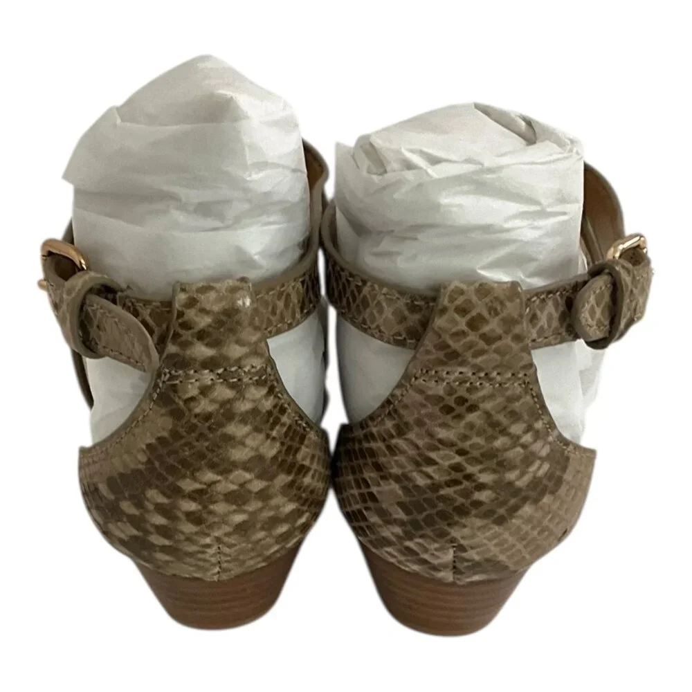 Women's Taupe T-Strap Sandals with Gold Accent